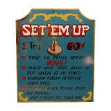 SET'EM UP Sign from a Carnival / Circus Game