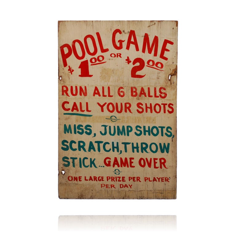 Pool Game Carnival / Circus Sign