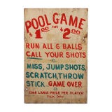 Vintage Pool Game Carnival / Circus Sign