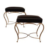 Vintage Pair of Gilt Iron Stools in the style of Rene Prou