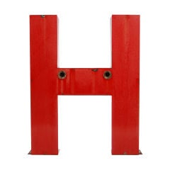 Very Large Porcelain Letter H from a Neon Sign