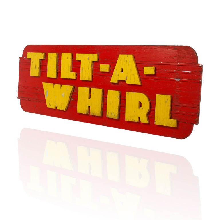 American Tilt-A-Whirl  Vintage Wood Sign from a Carnival Ride