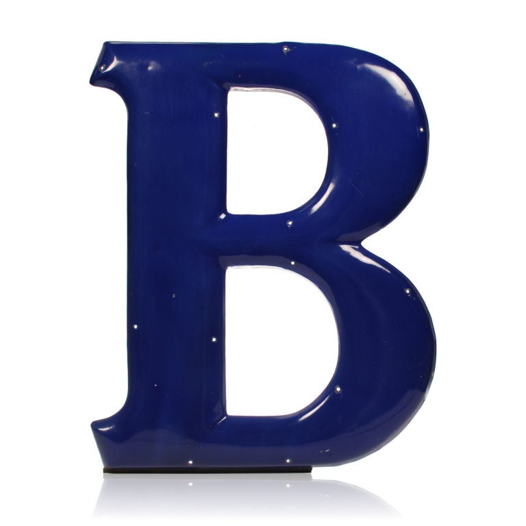 Large Vintage Porcelain and Steel Letter, 36" Tall