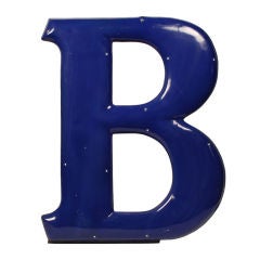 Large Vintage Porcelain and Steel Letter, 36" Tall