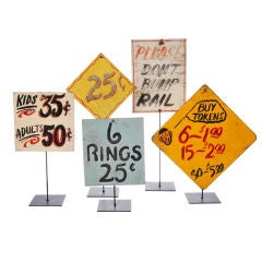 Retro Collection of Carnival / Circus Signs on custom made stands.