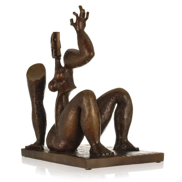 20th Century Surrealist Nude Female Bronze Sculpture by Mexican Artist Byron Galvez