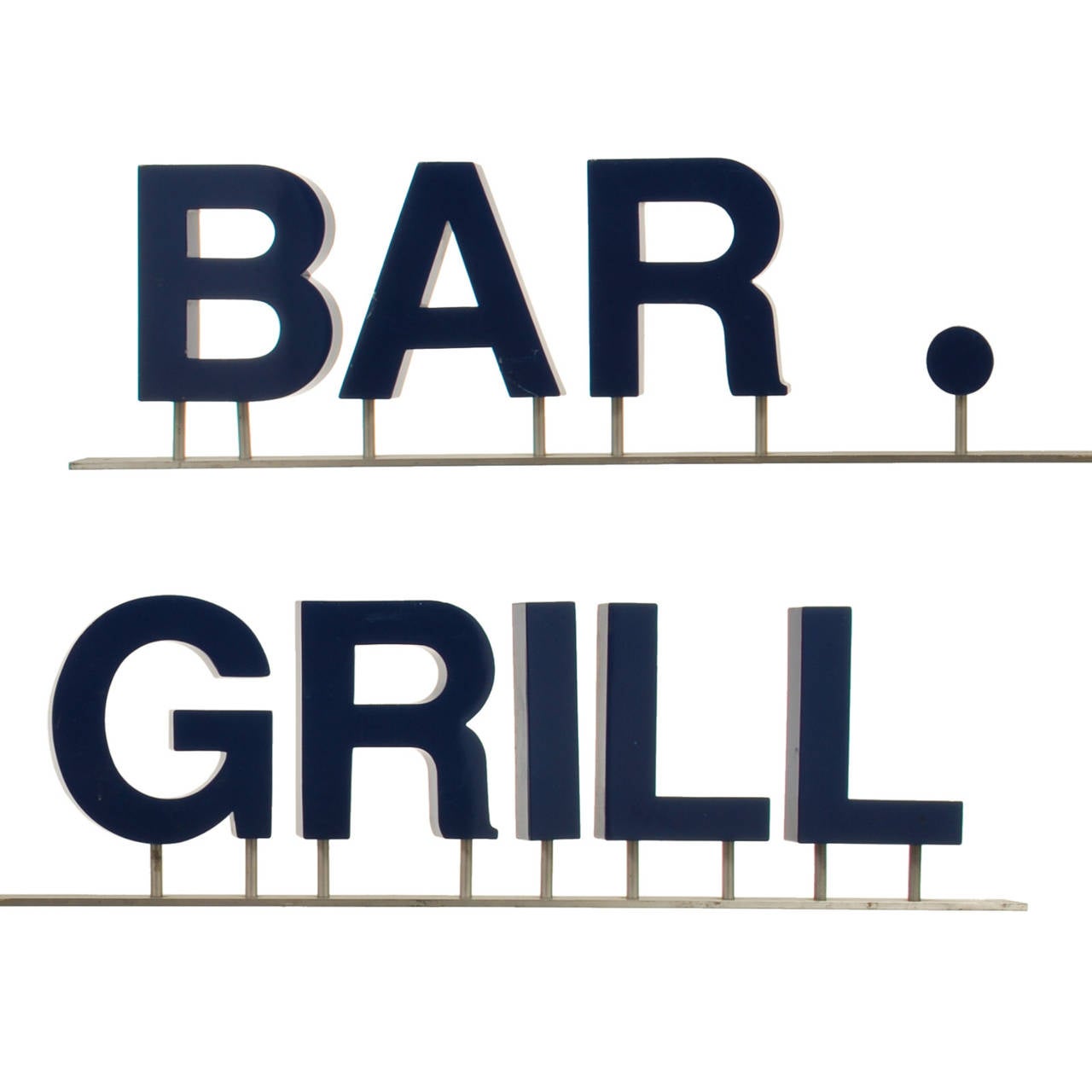 Modern Bar and Grill Sign with Blue Letters