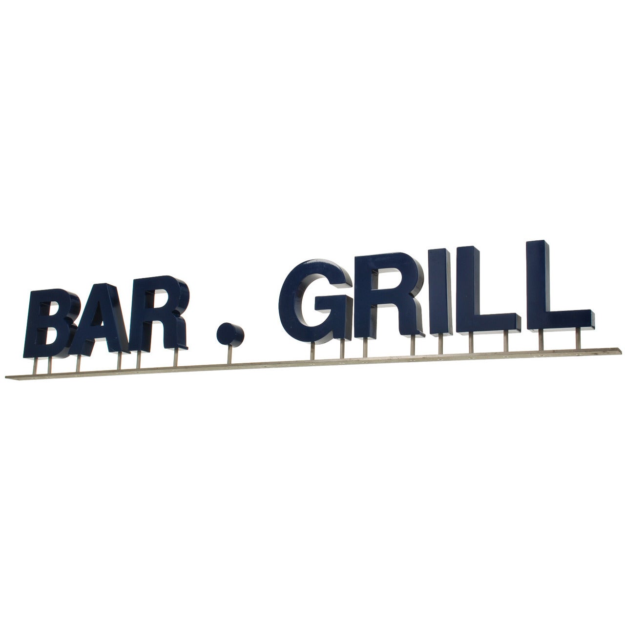 Bar and Grill Sign with Blue Letters