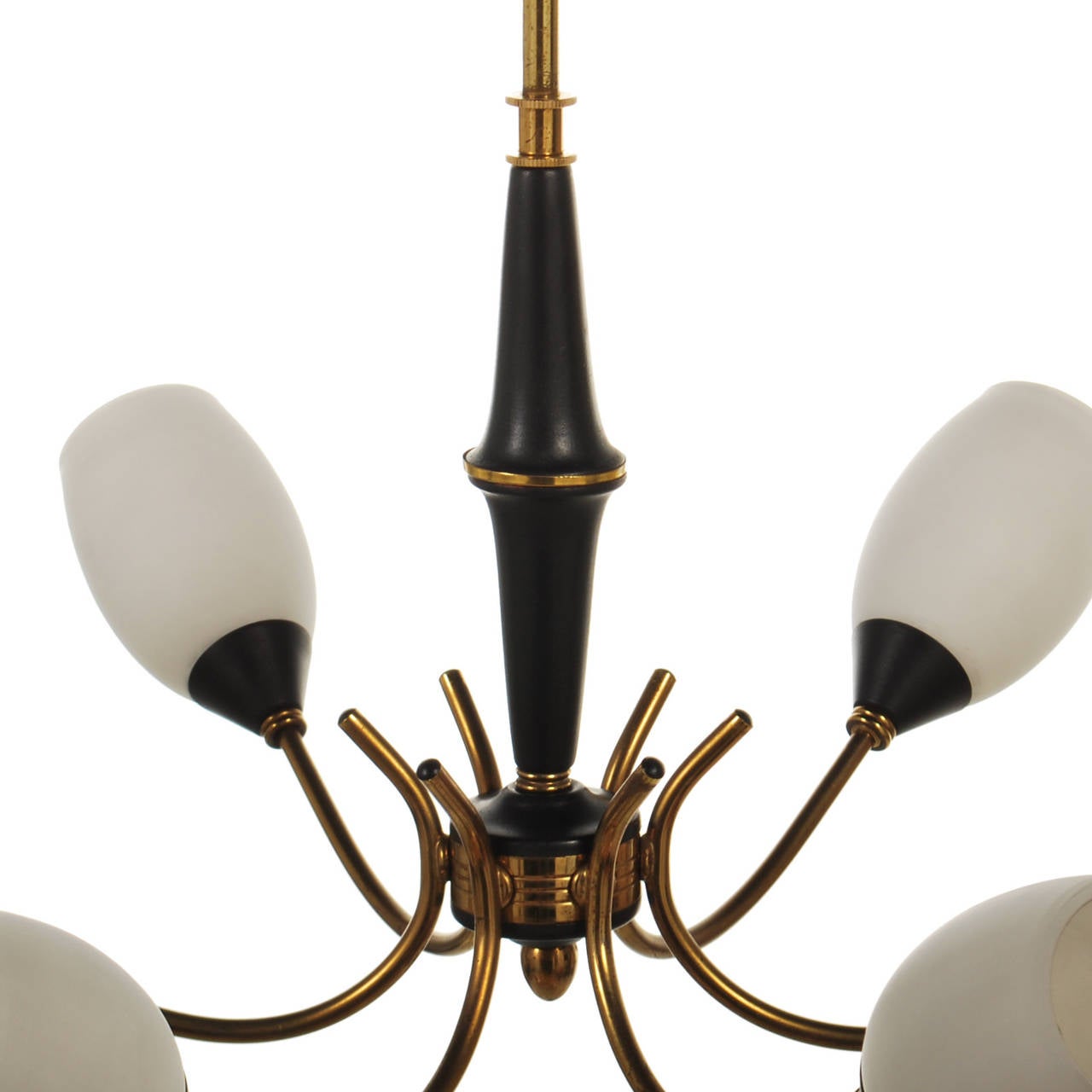 Italian Modernist Brass and Glass Chandelier by Stilnovo 2