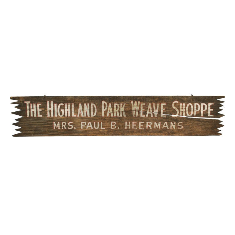 Large Highland Park Weave Shoppe Sign, Double Sided