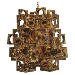 Brutalist Chandelier by Tom Greene for Feldman