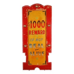Vintage Sideshow $1000 Reward Lighted Carnival Sign