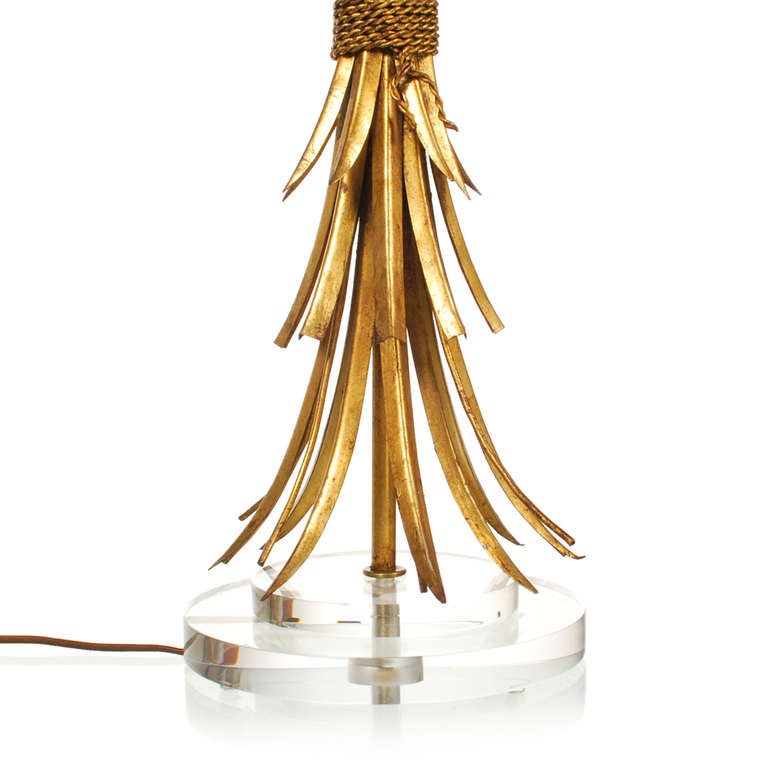 Italian Gilt Metal Sheaf of Wheat Table Lamp 2