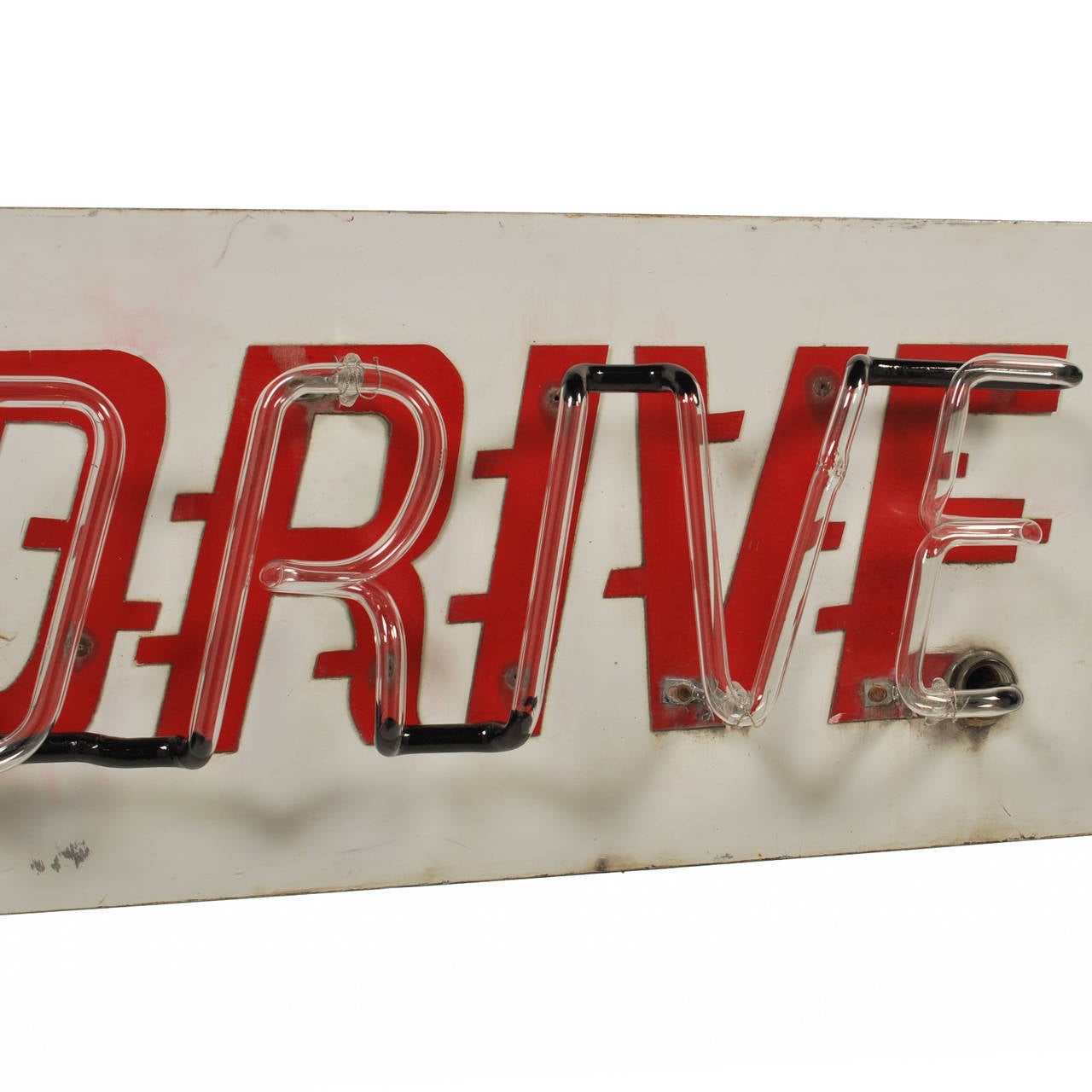 Mid-Century Modern Vintage Drive Thru Neon Sign