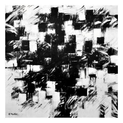 Black and White Original Abstract Painting on Canvas