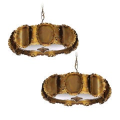 Pair of Brutalist Chandeliers by Tom Greene