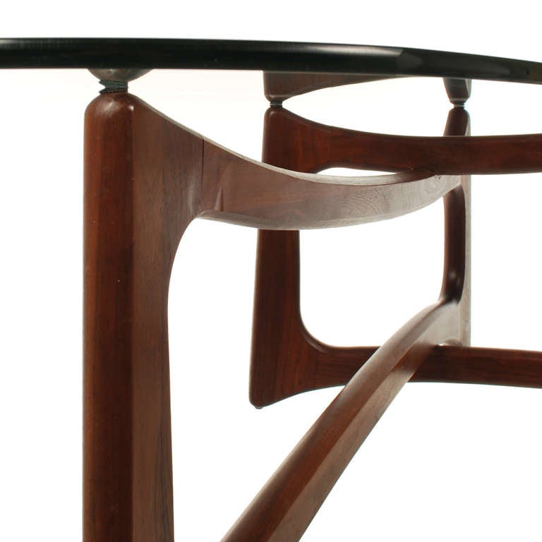 Mid-20th Century Adrian Pearsall Walnut and Glass Cocktail Table for Craft Associates