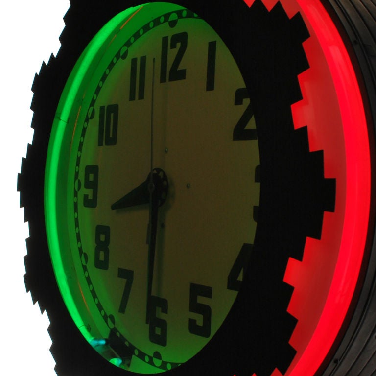 Mid-20th Century Vinatge Aztec Neon Wall Clock