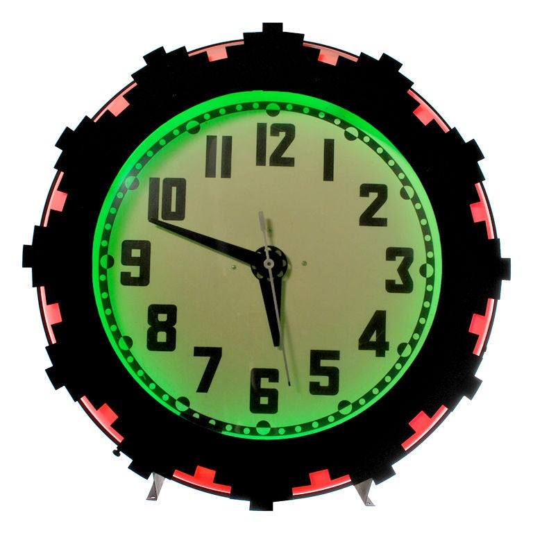 Vinatge Aztec Neon Wall Clock