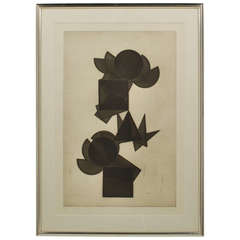 Untitled Geometric Abstract Etching by Pol Bury