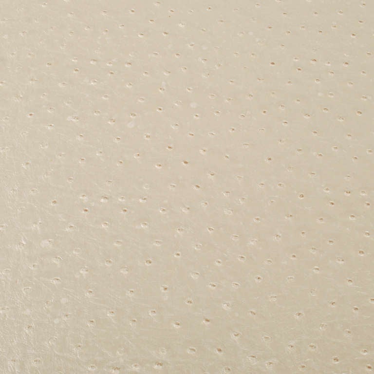 Ostrich Leather Italian Black Lacquer Two Tier Side Table with Faux Emu Inlay