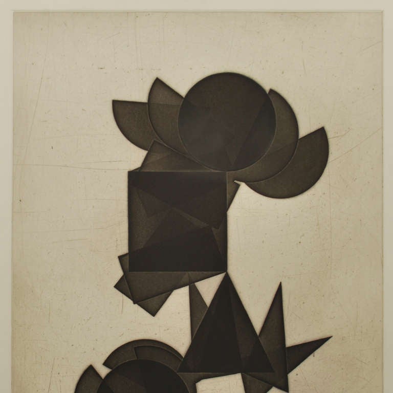 20th Century Untitled Geometric Abstract Etching by Pol Bury