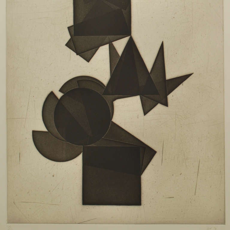 Untitled Geometric Abstract Etching by Pol Bury 1