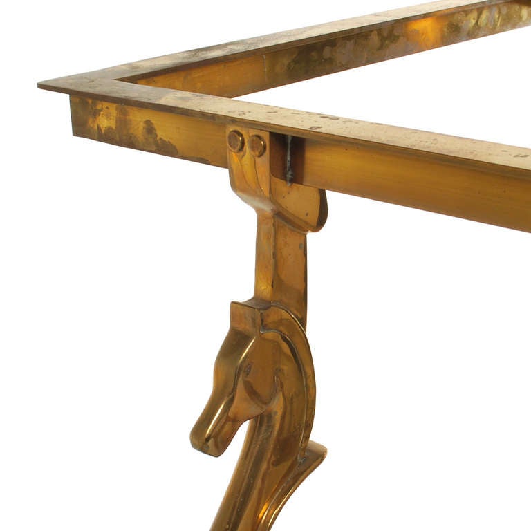 Brass Hollywood Regency Horse Head Dining Table or Desk Base