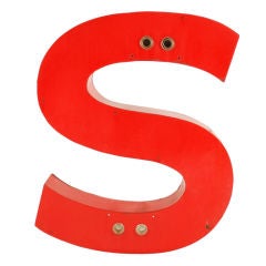 Vintage Very Large Porcelain Letter S from a Neon Sign