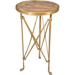 Bronze Neoclassical Gueridon Table with Marble Top