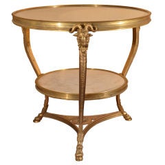 French Gilt Bronze Center Table with Marble Top