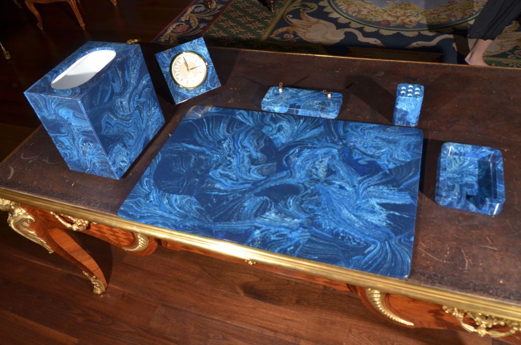Faux Lapis Desk Set by Imperial Stone