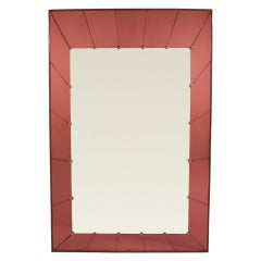 Vintage Large Murano Mirror with Tuscan Red Mirror Border