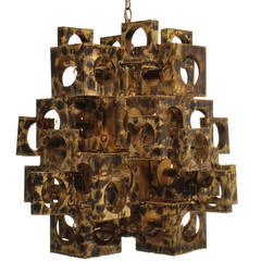 Cubist Style Brutalist Chandelier by Tom Greene for Feldman