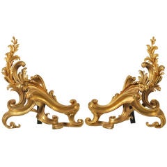 Pair of Louis XV Style Gilt Bronze Chenets