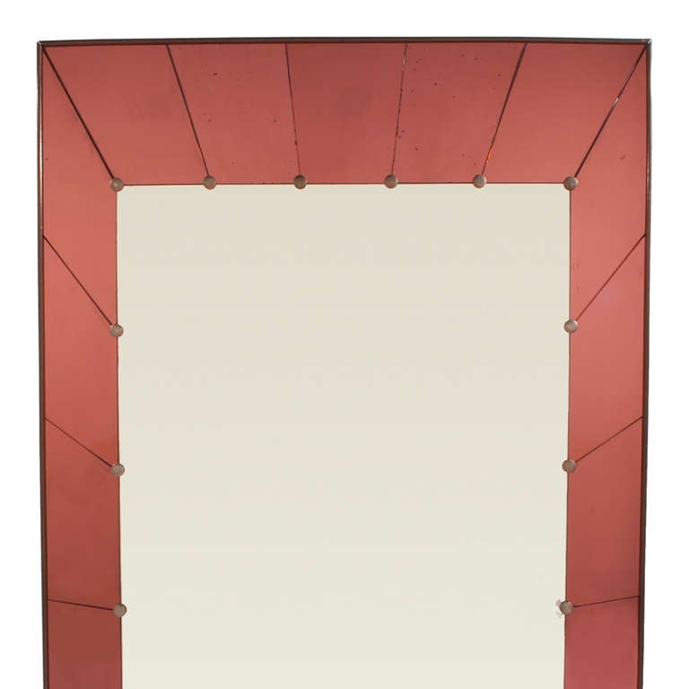 Italian Large Murano Mirror with Tuscan Red Mirror Border