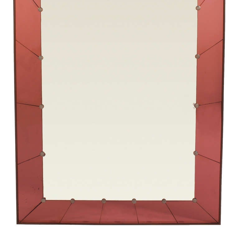 Large Murano Mirror with Tuscan Red Mirror Border In Excellent Condition In Dallas, TX
