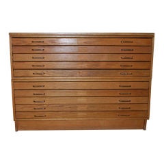 Vintage Large Oak Map Cabinet / Flat File
