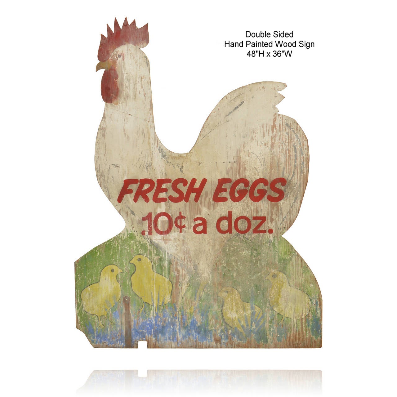 American Fresh Eggs Vintage Folk Art Hand-Painted Wood Sign