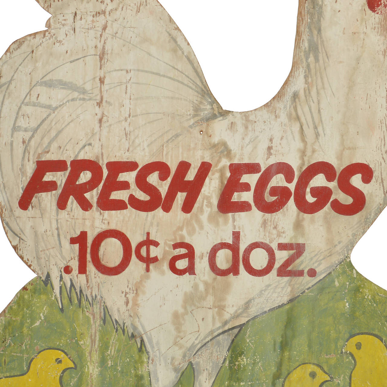 20th Century Fresh Eggs Vintage Folk Art Hand-Painted Wood Sign