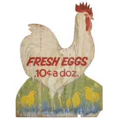 Fresh Eggs Vintage Folk Art Hand-Painted Wood Sign