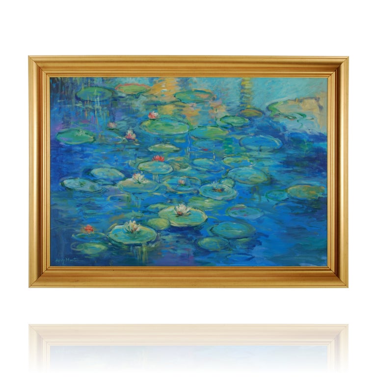 Blue Water Lilies, Signed Original Painting