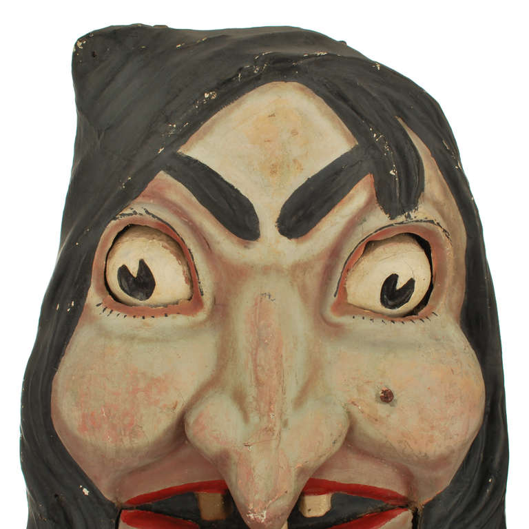 Mechanical Papier-Mâché Witches Head from Carnival Haunted House 1