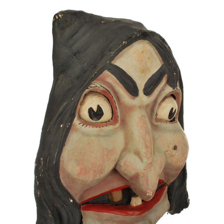 American Mechanical Papier-Mâché Witches Head from Carnival Haunted House