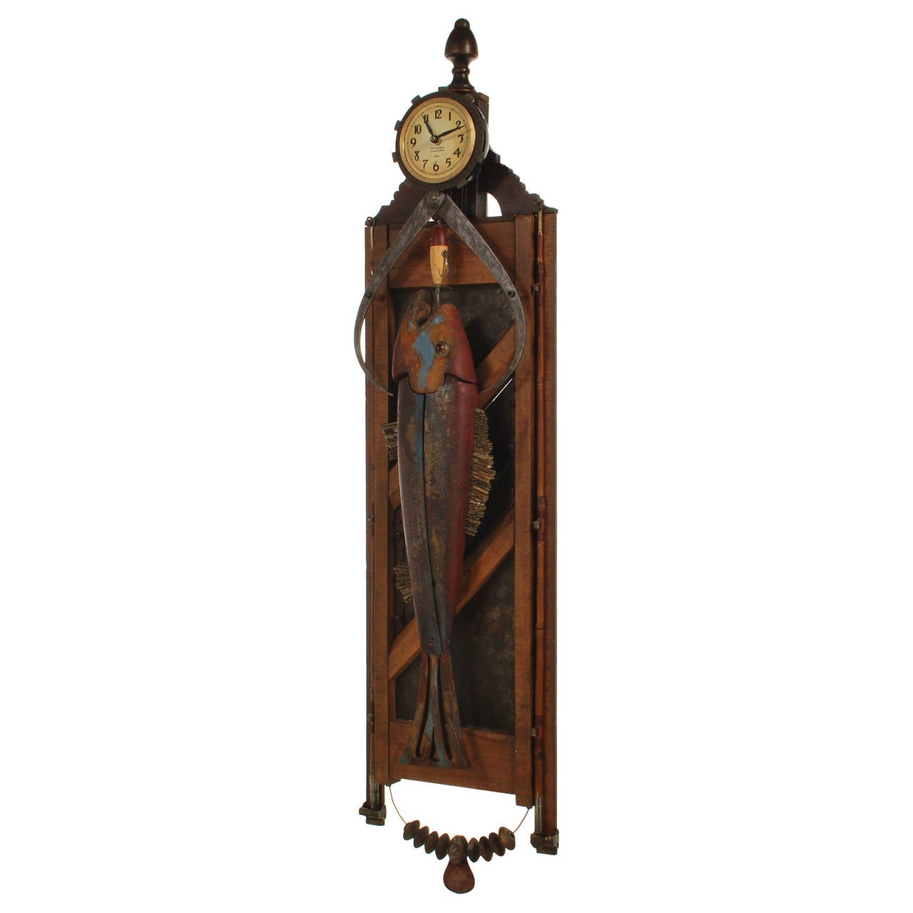 This incredible piece of Folk Art is made from a collection of antique and vintage found objects. It features a beautiful 23.5