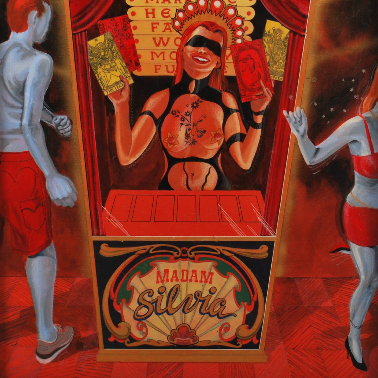 Contemporary Madam Silvia the Fortune Teller Mixed Media Painting by Duke Horn For Sale
