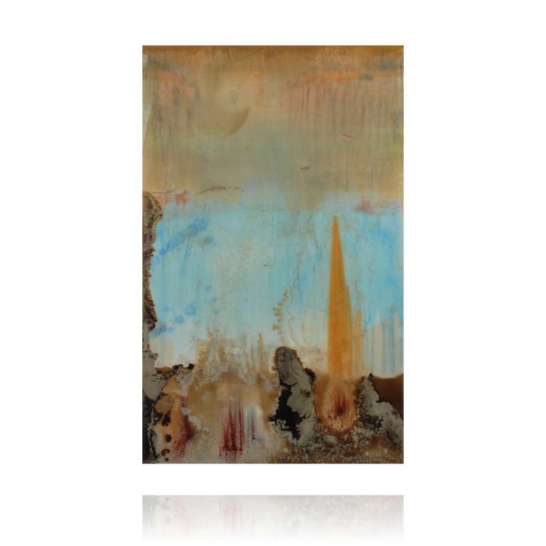 Titled Dali's Dream, this signed original abstract painting is a mixed media painting with a high gloss resin finish. This painting, like others by this artist, can be shown vertical or horizontal. The artist signature and painting title in on the