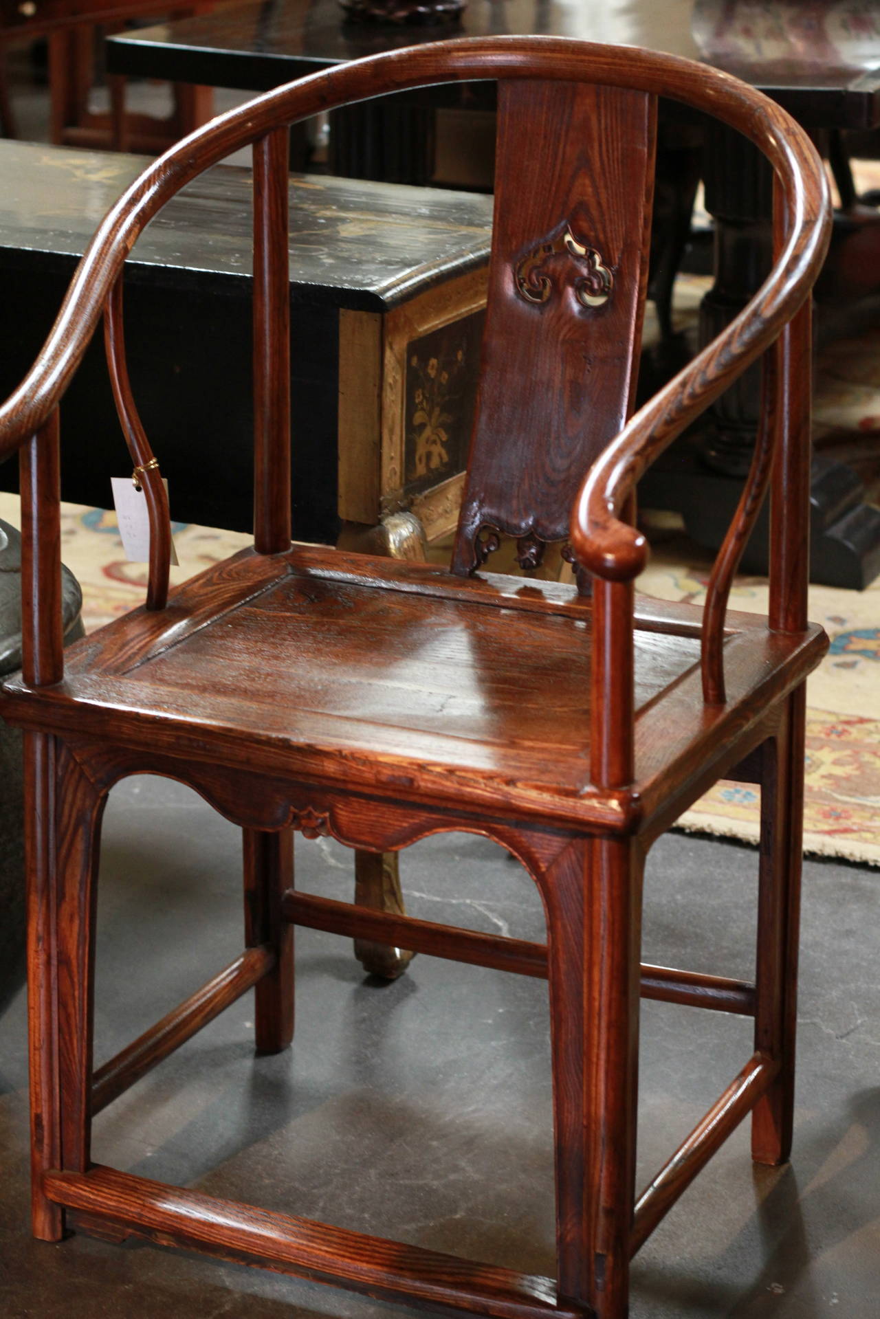 Shanshi 18th Century Ming Style Chair. Elm horse shoe back.