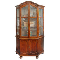 Late 18th Century Dutch Walnut Display Cabinet with Shaped Top with Shaped Top