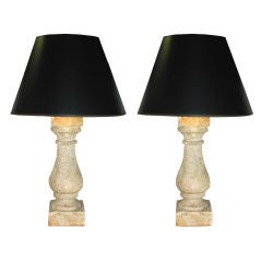 French Stone Baluster Lamps, 20th c